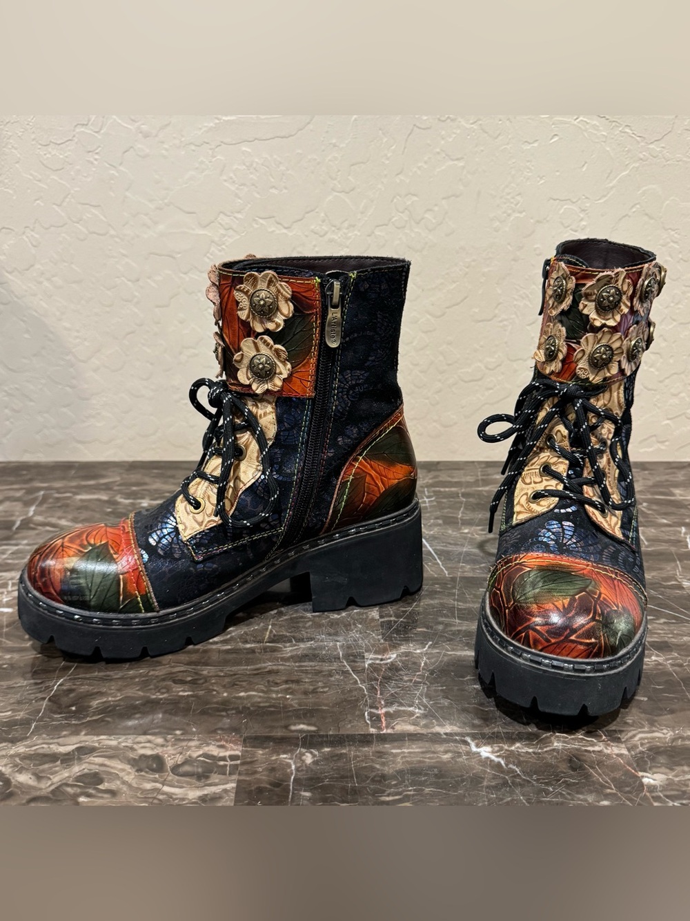 L’artiste by Spring Step Limitless Patchwork Leather Combat Boots - Picture 12 of 12
